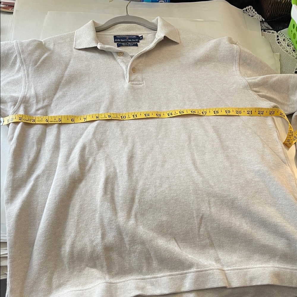 Hathaway Sport Freeport Rib Polo 100% Combed Cotton Long Sleeve V-Neck Men’s M - Picture 5 of 6